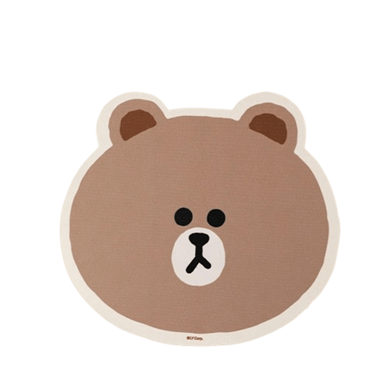 韩国 LINE FRIENDS 布朗熊鼠标垫桌垫办公女生护腕垫硅胶防滑鼠标垫子小号电脑滑鼠垫 布朗熊头像款【鼠标垫】1个