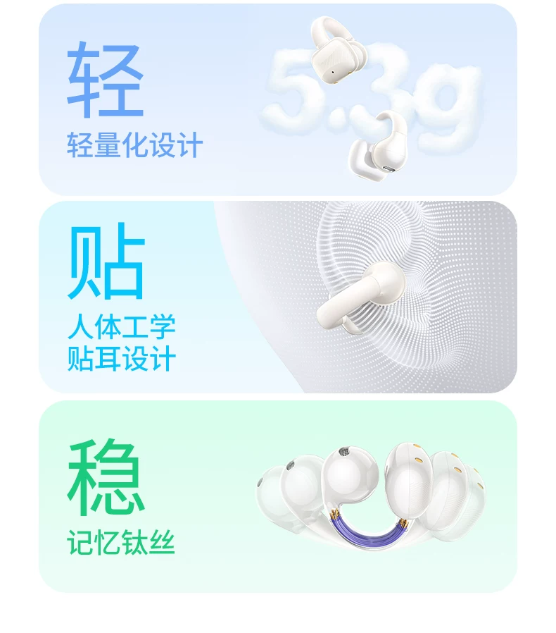 绿联 蓝牙耳机 白色1付 【耳夹式-运动跑步不掉】无线气传导不入耳运动跑步适用苹果安卓华为通用小米三星等手机 · 详情图 13