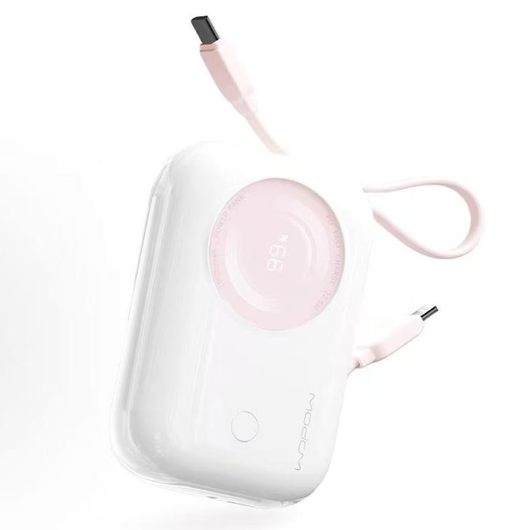 沃品 迷你小相机充电宝1个樱花粉 10000mAh 自带双线 智能控温