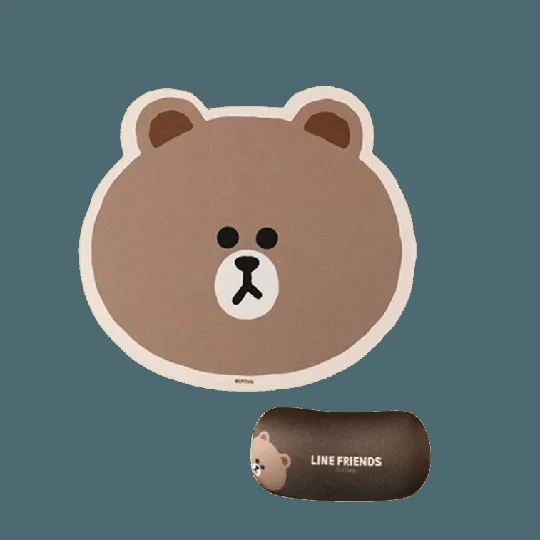 韩国 LINE FRIENDS 布朗熊鼠标垫桌垫办公女生护腕垫硅胶防滑鼠标垫子小号电脑滑鼠垫 布朗熊头像款【鼠标垫+手托】1个